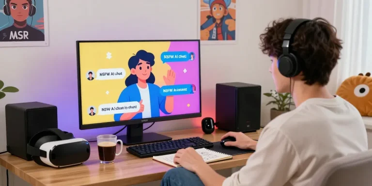 Engaging in NSFW AI chat on a vibrant screen, showcasing playful digital interaction in a cozy setting.