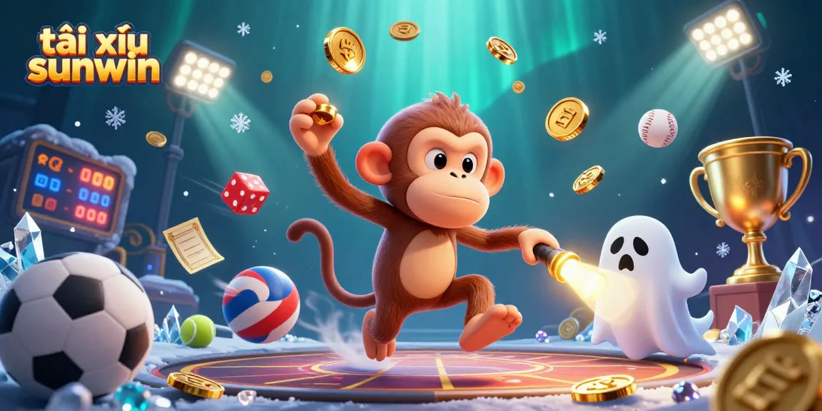 Engage with thrilling tài xỉu sunwin action as a playful poltergeist monkey and a curious ghost-hunter puppy navigate a haunted casino scene.